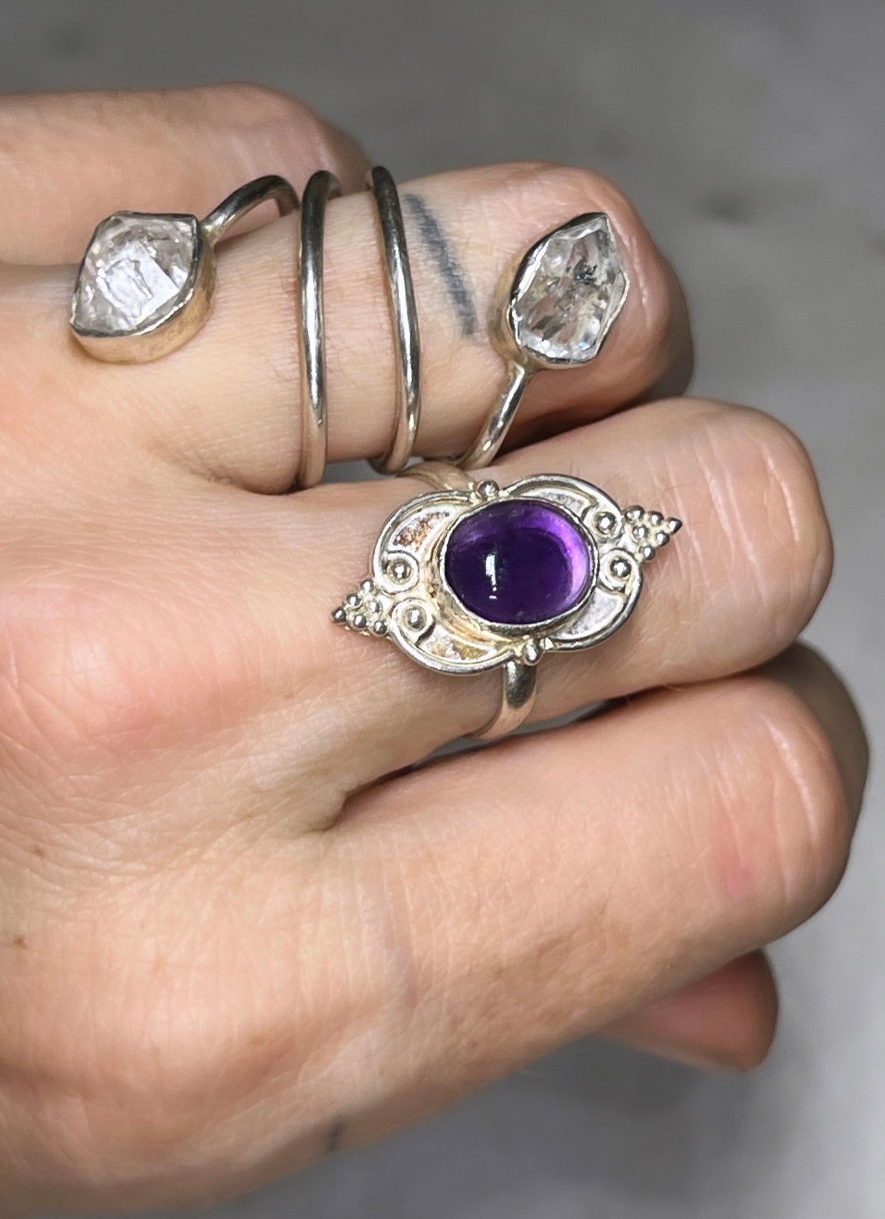 Amethyst Silberring Ornamental