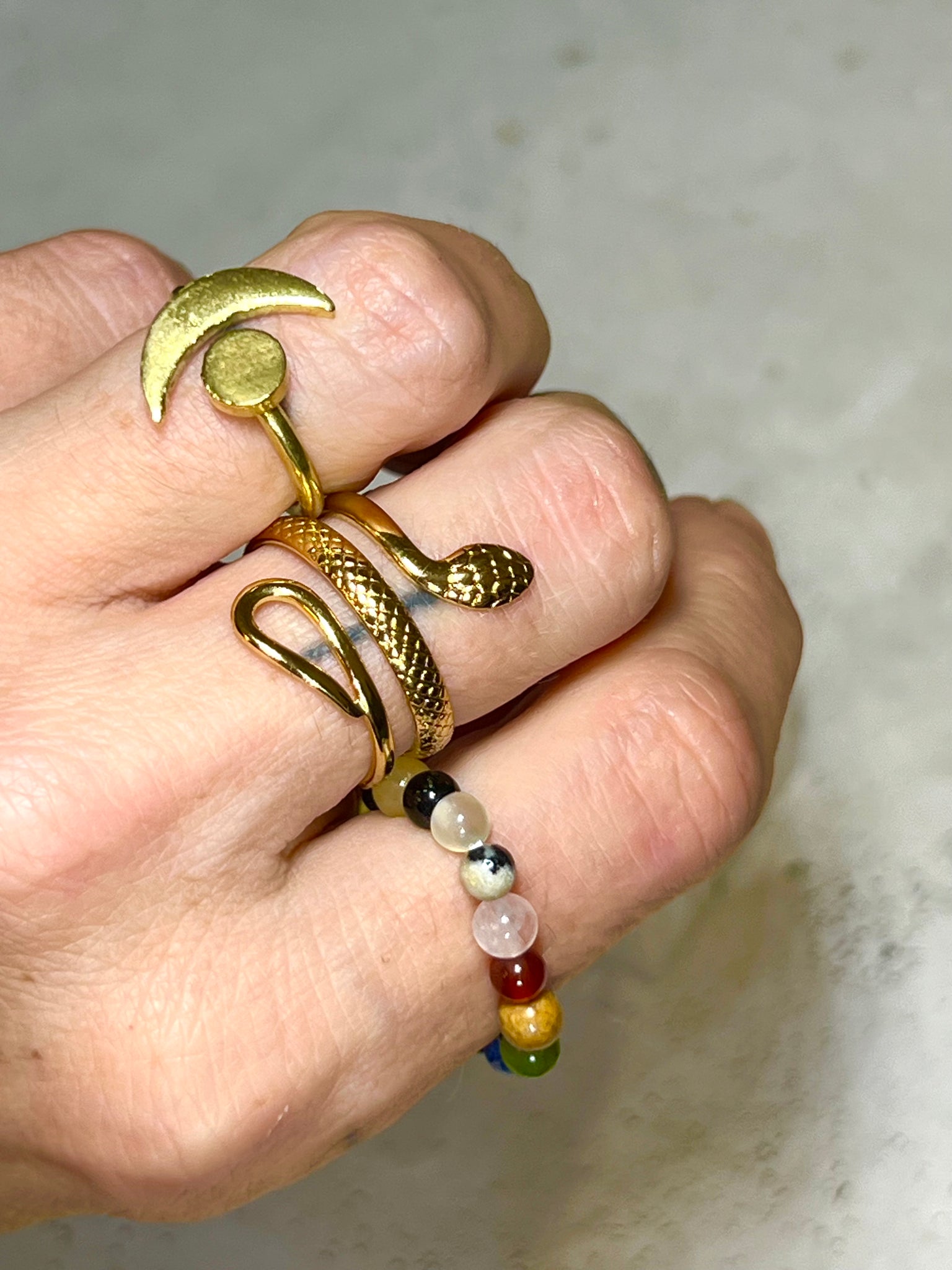 Edelstein Perlen Ring