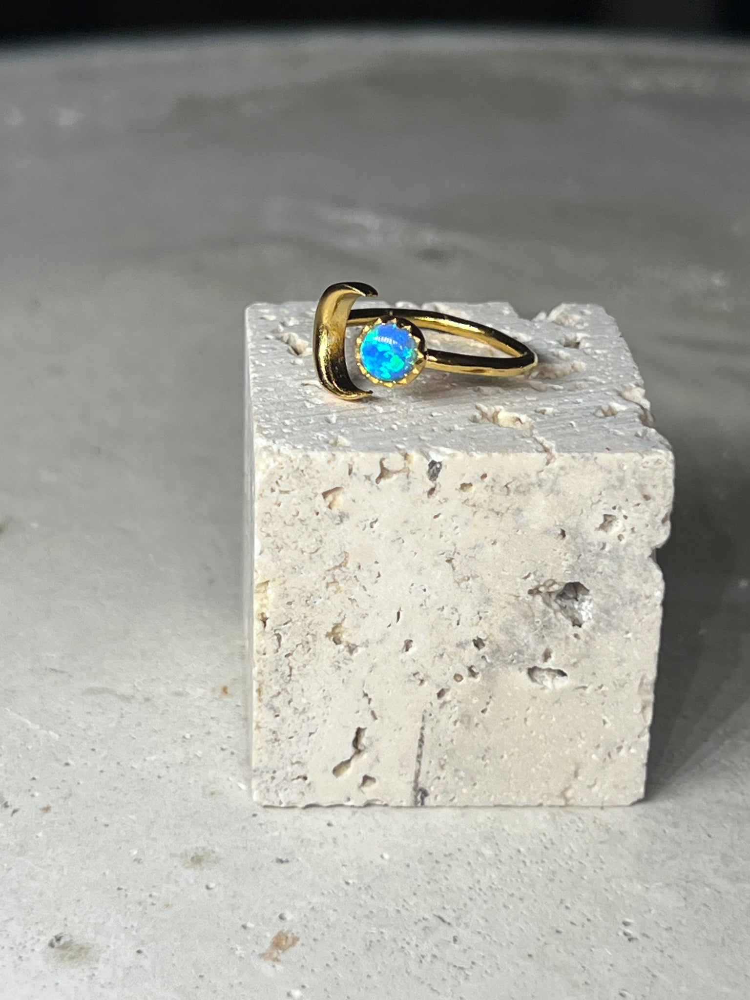 Turquoise Opal Moon Ring