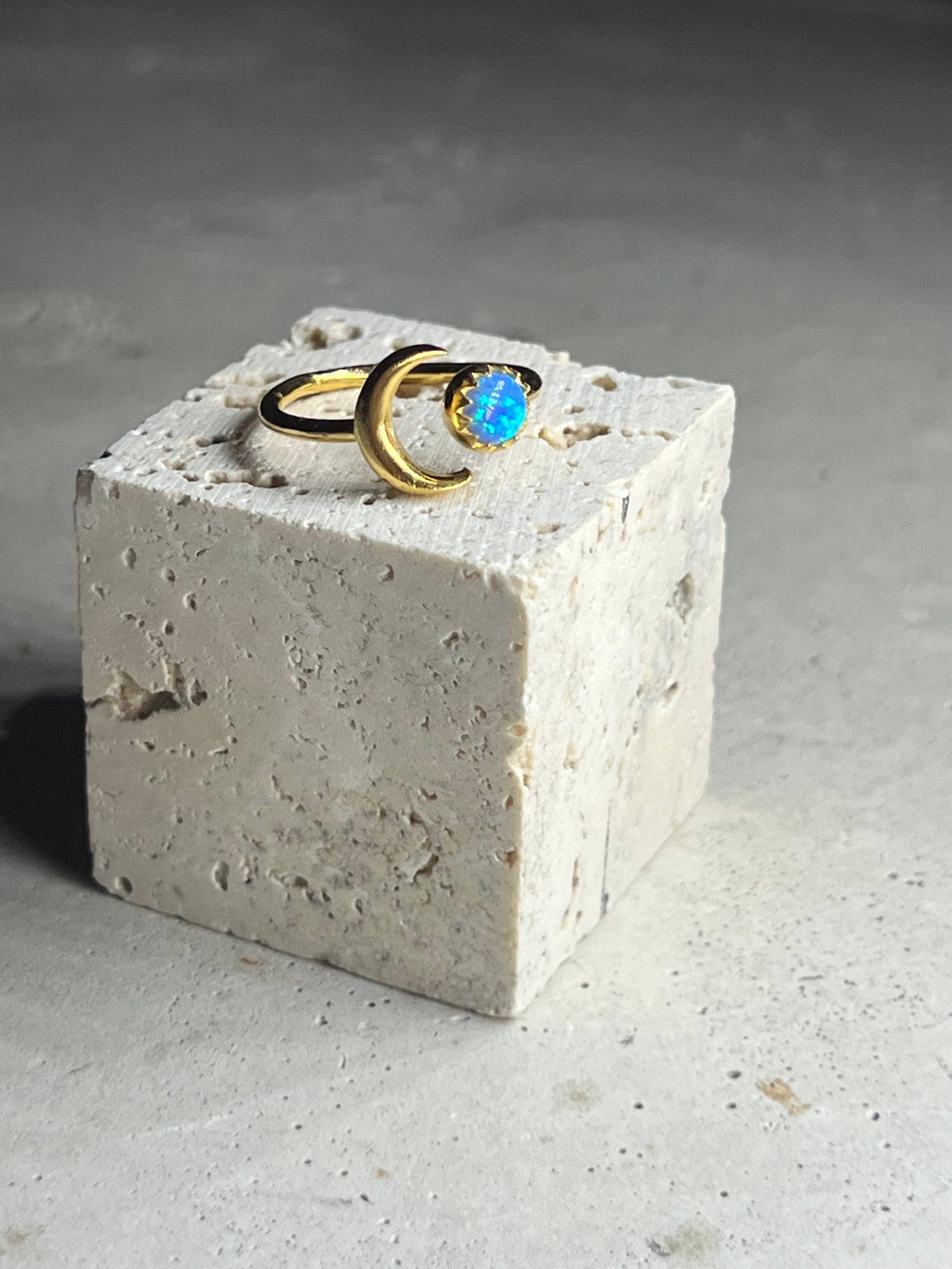 Turquoise Opal Moon Ring