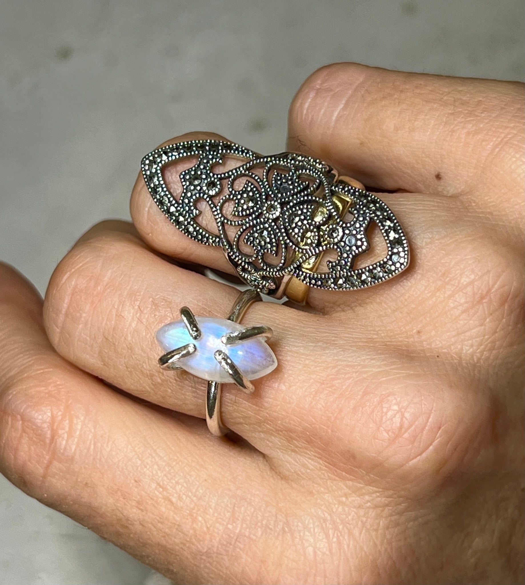 Neptune 925 Eco Silber Mondsteinring