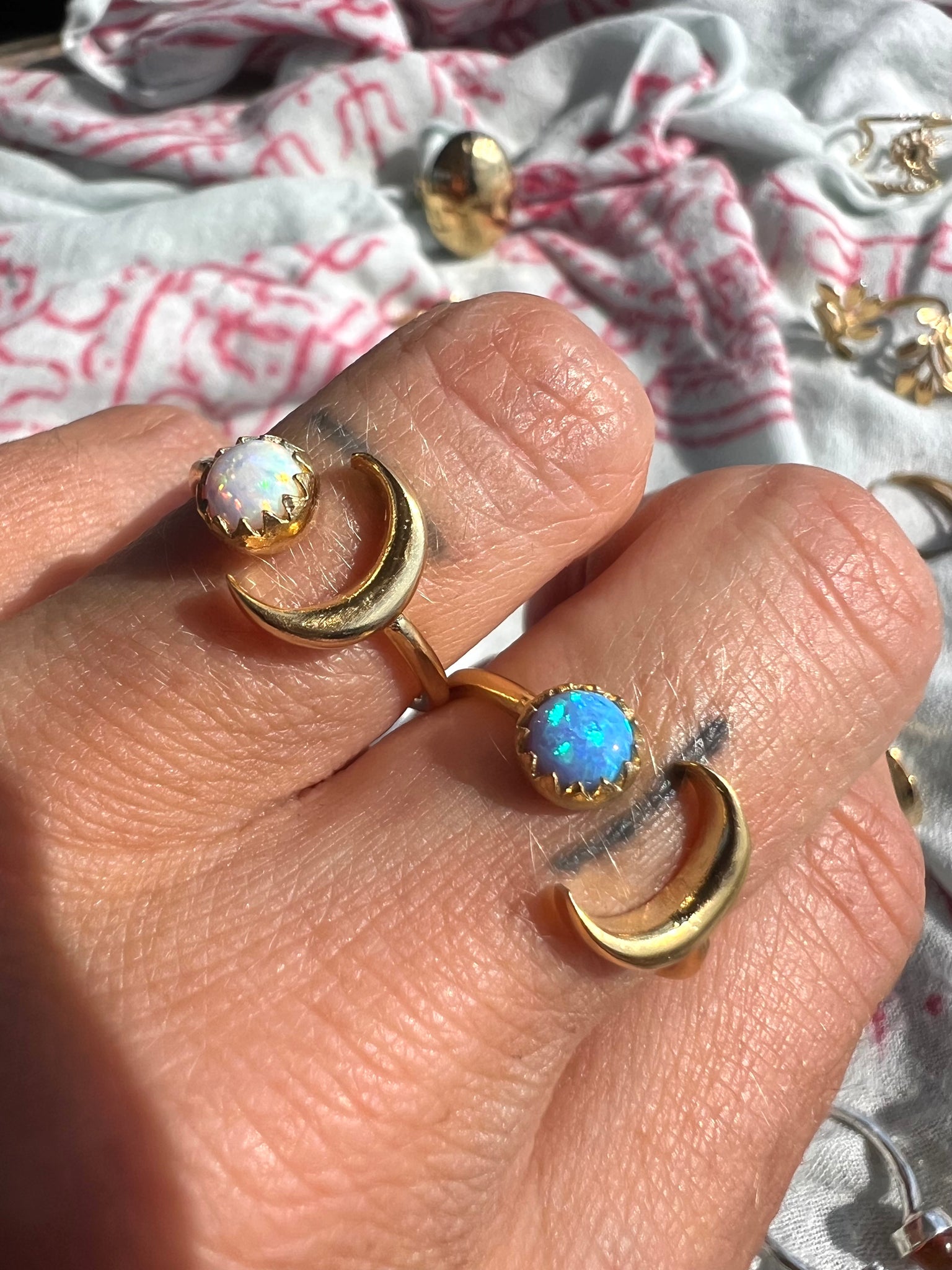Turquoise Opal Moon Ring