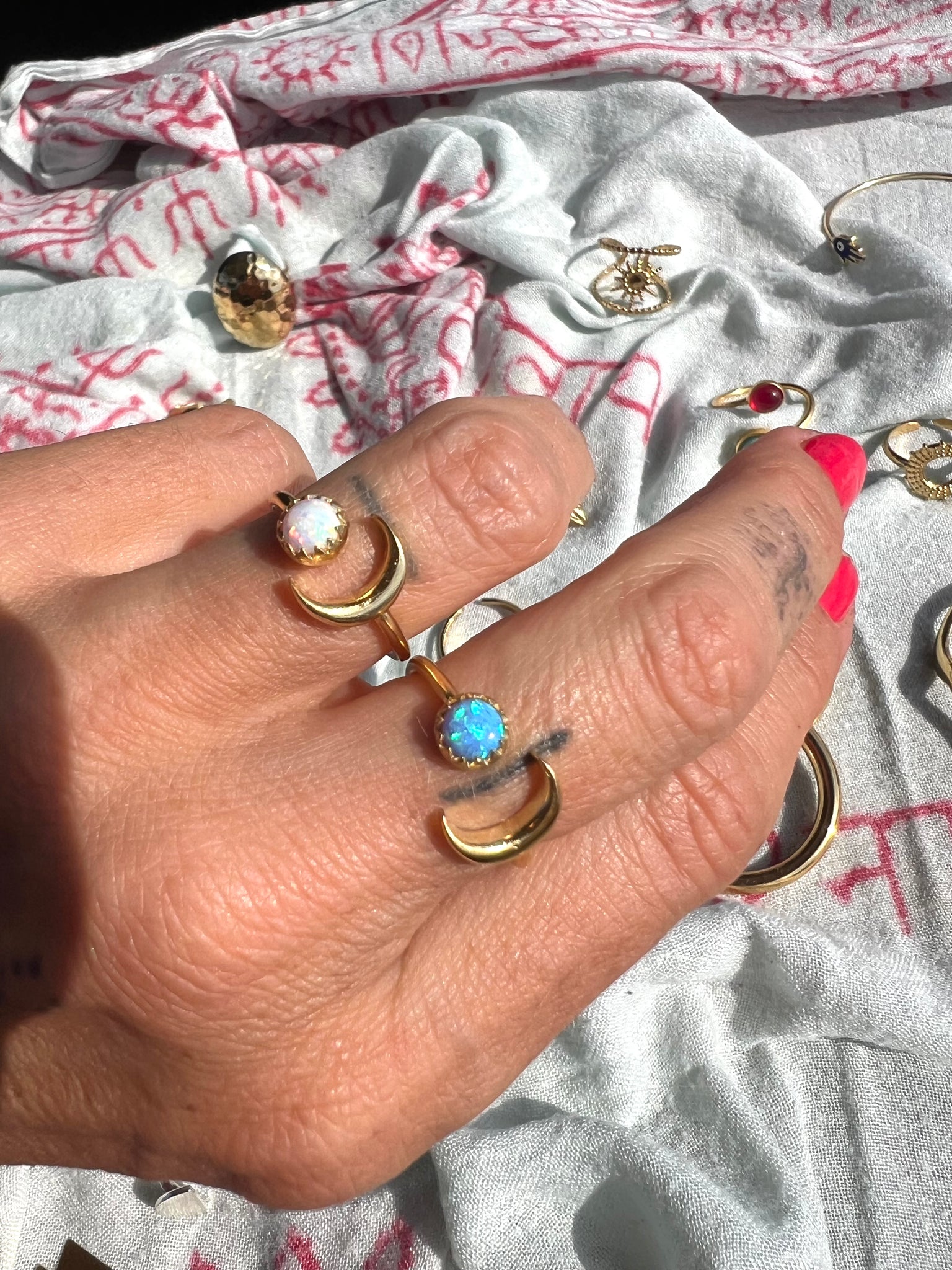 Opal Moon Ring