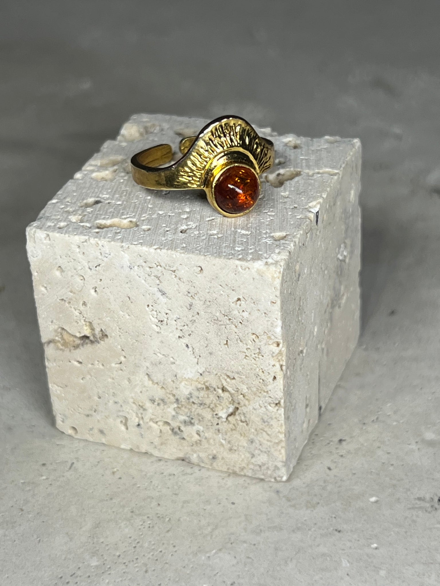 Rising Sun Amber Ring