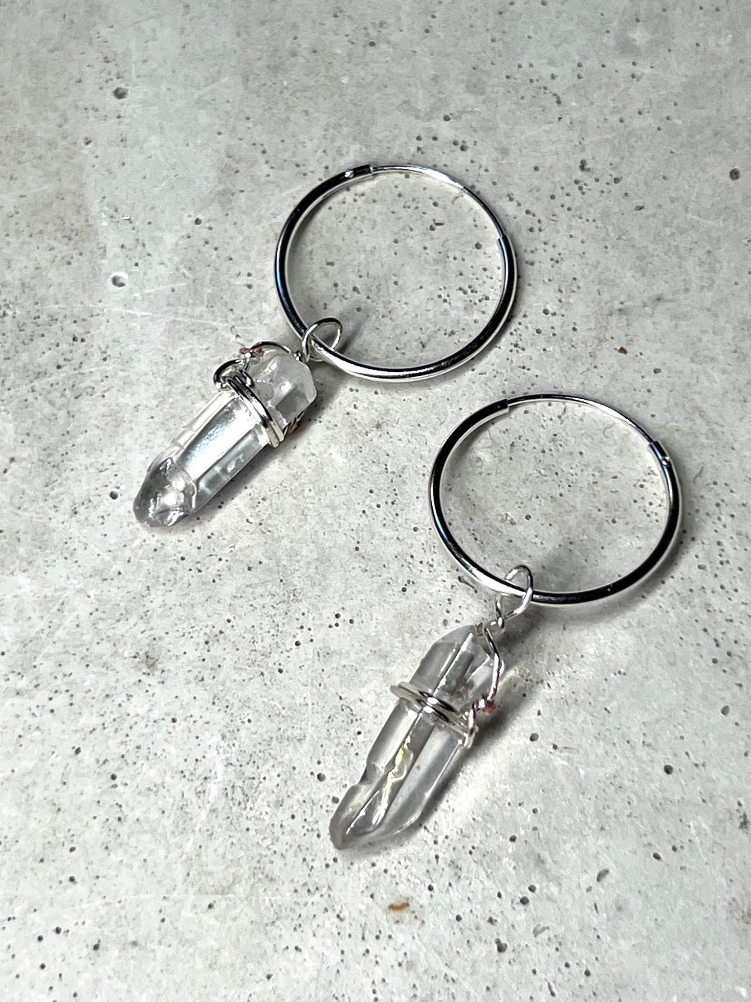 Rush 925 Eco Silber Creolen & Bergkristallspitzen