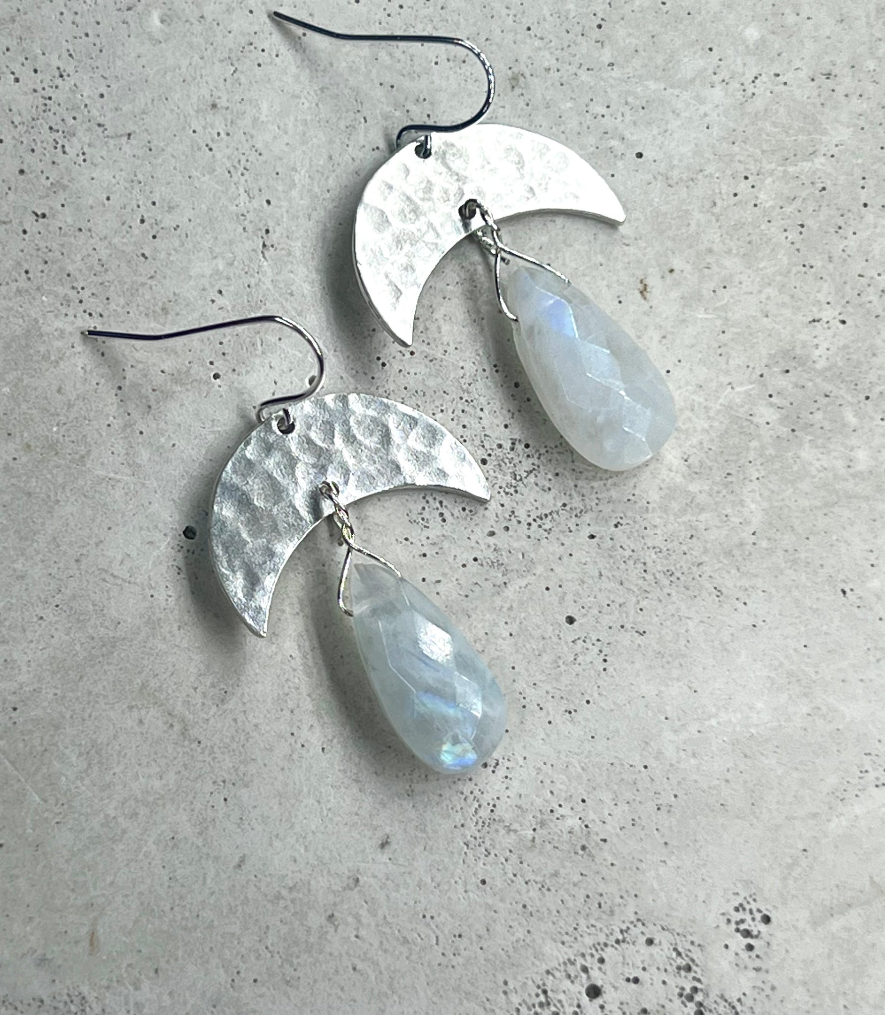 Silver Moons with Moonstone