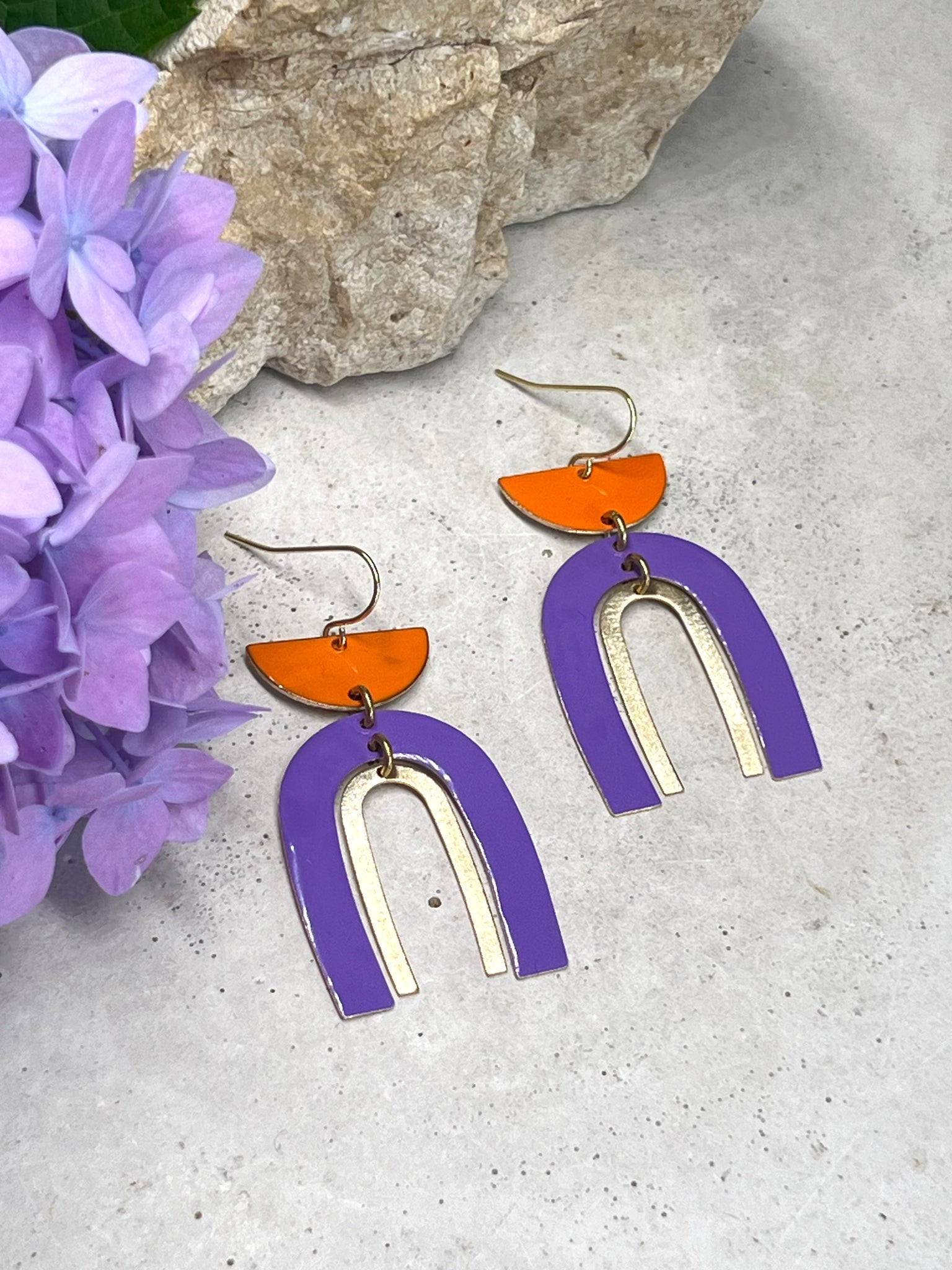 Leni Bogen Ohrringe violett orange / Arch earrings