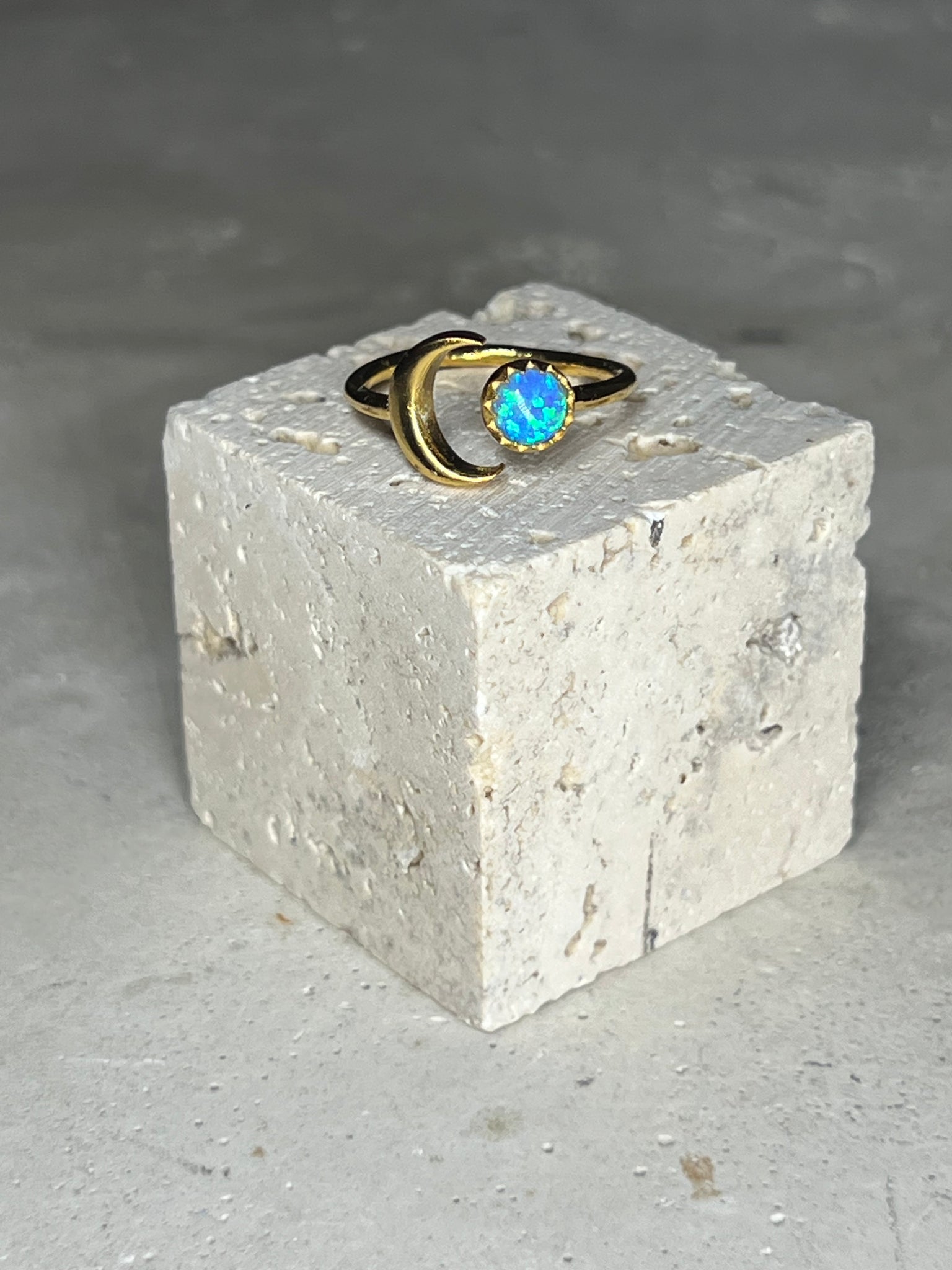 Turquoise Opal Moon Ring