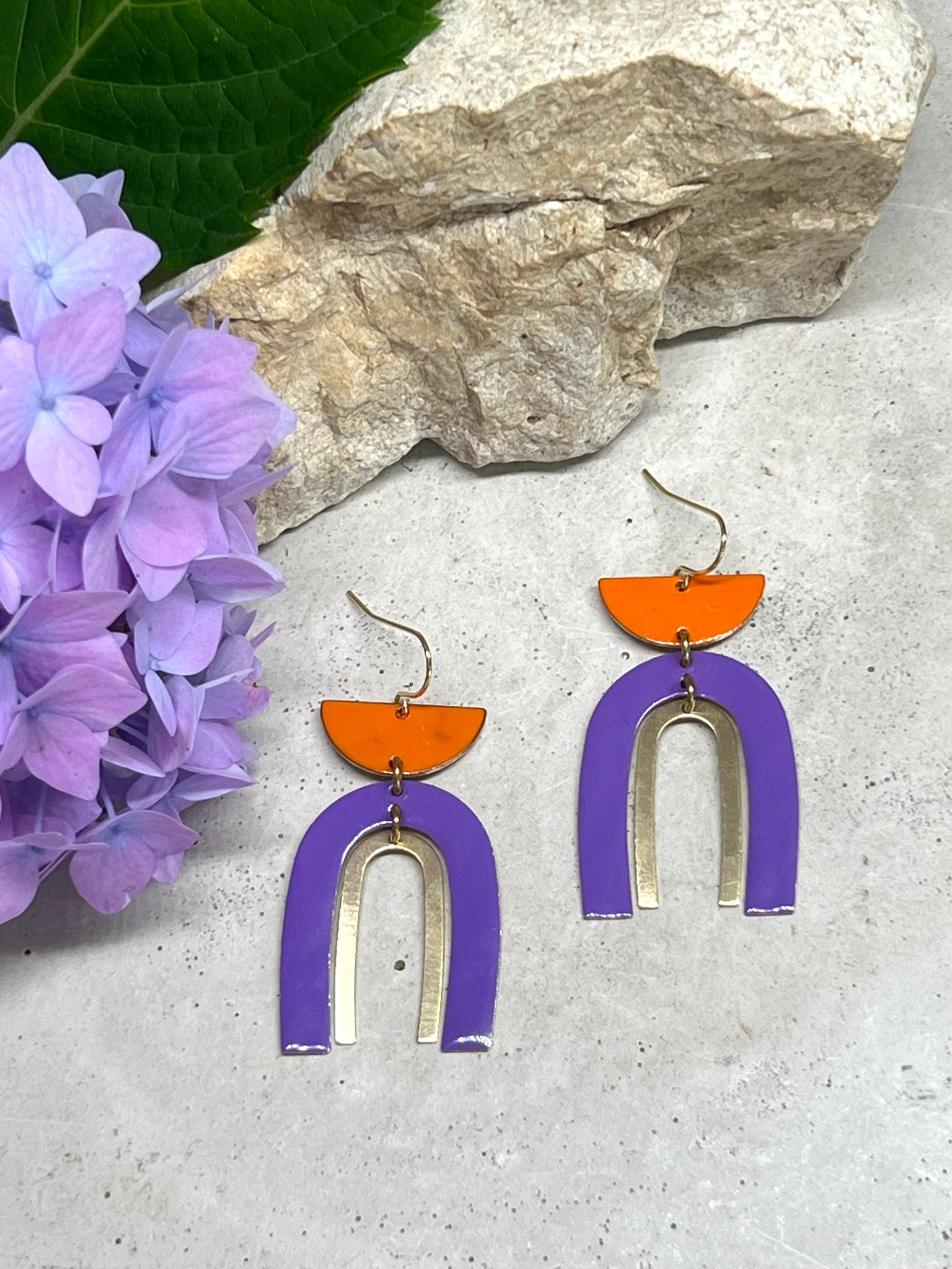 Leni Bogen Ohrringe violett orange / Arch earrings