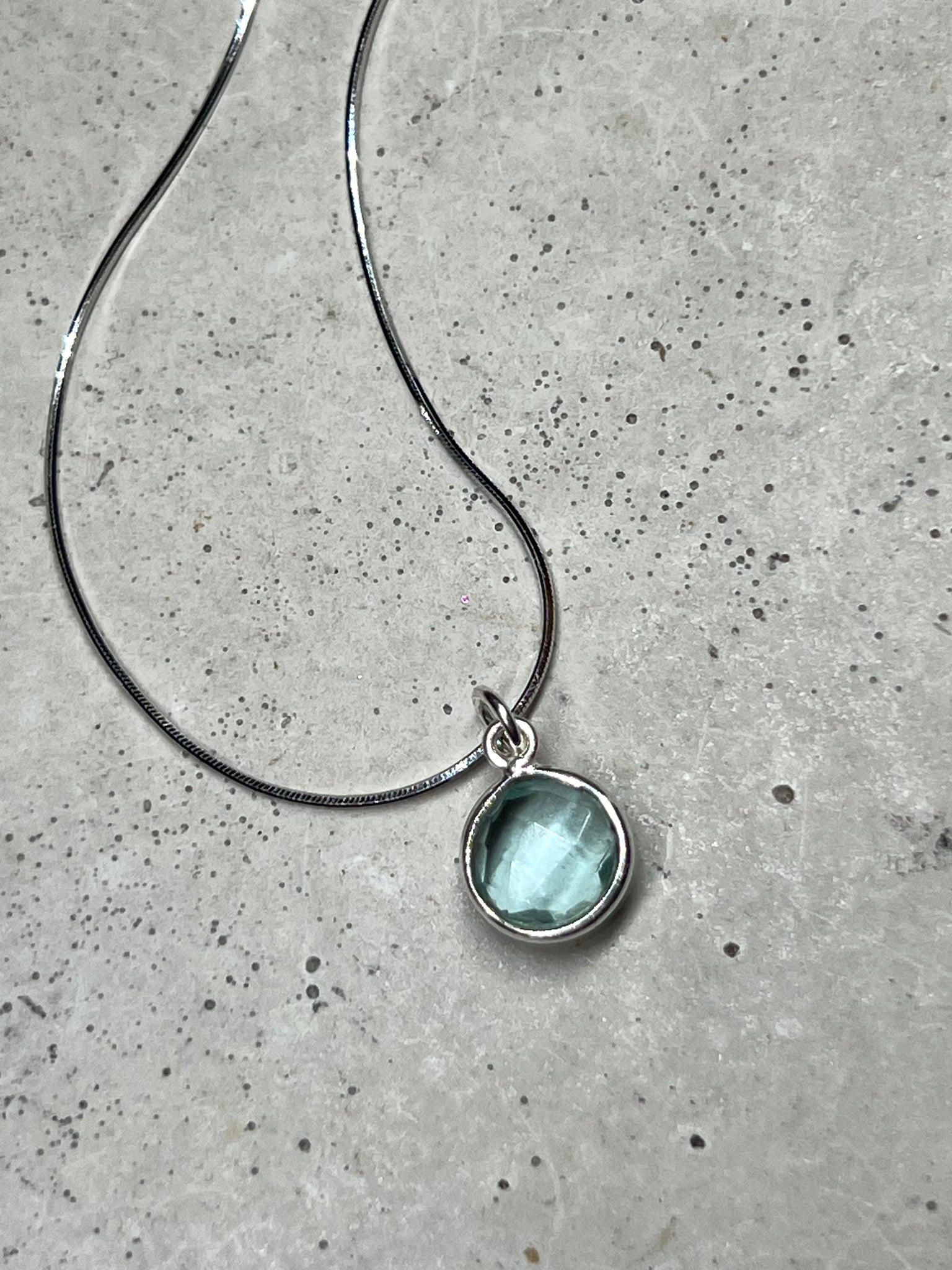 Drop 925 Silber Halskette mit Aquamarin