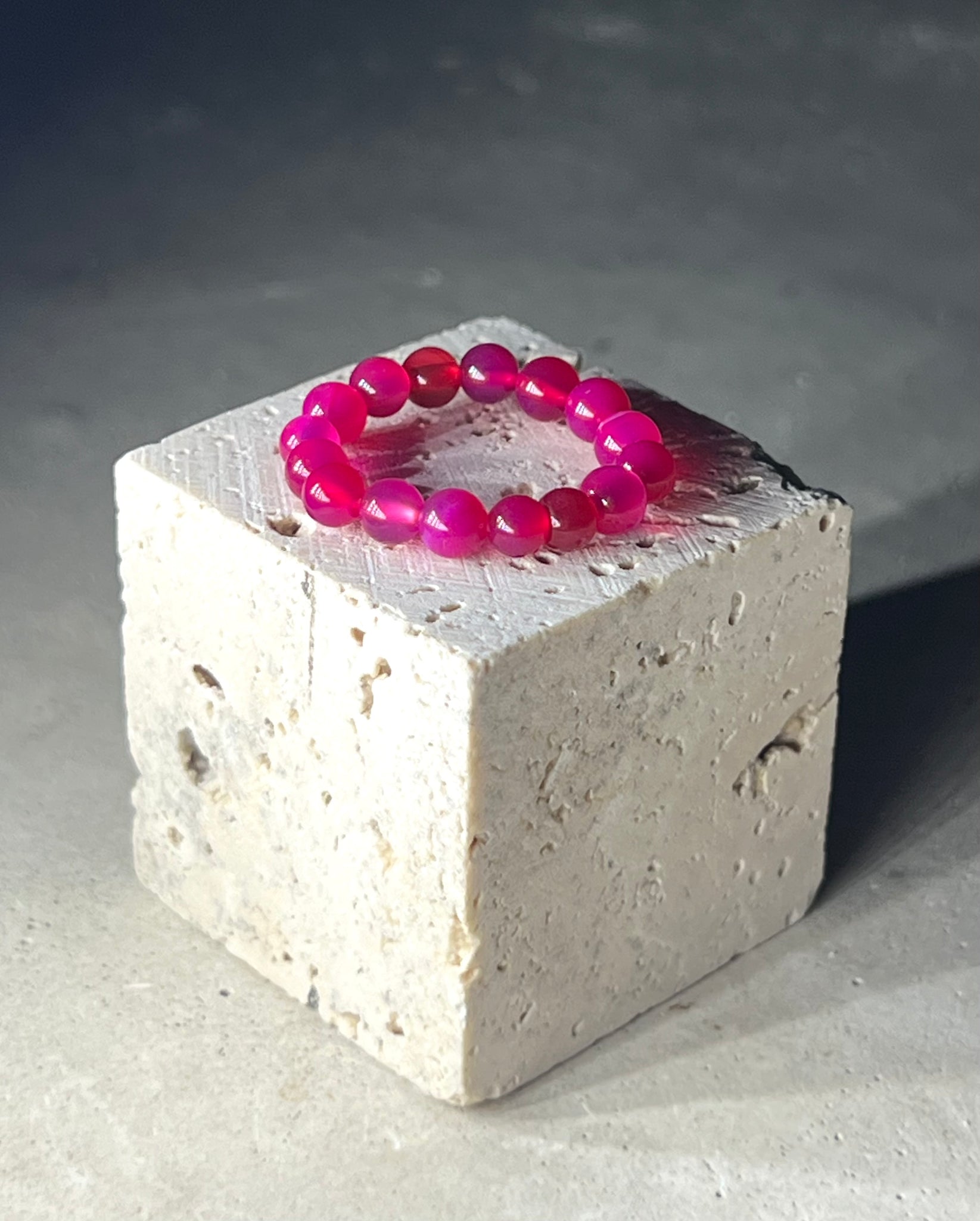 Pink Achat Perlen Ring