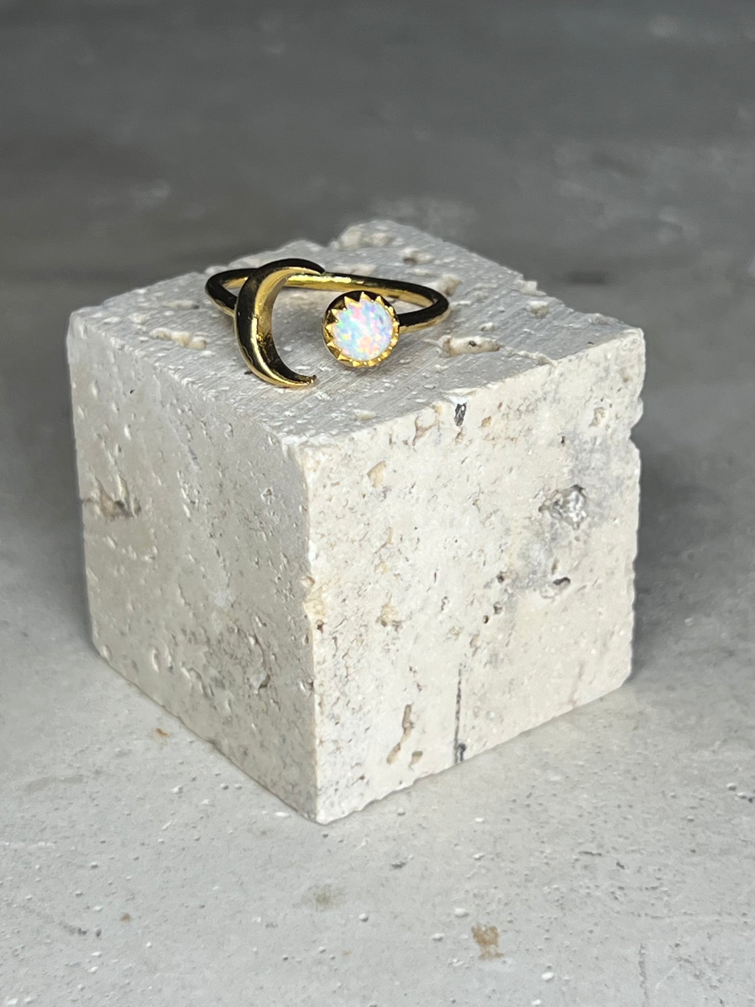 Opal Moon Ring