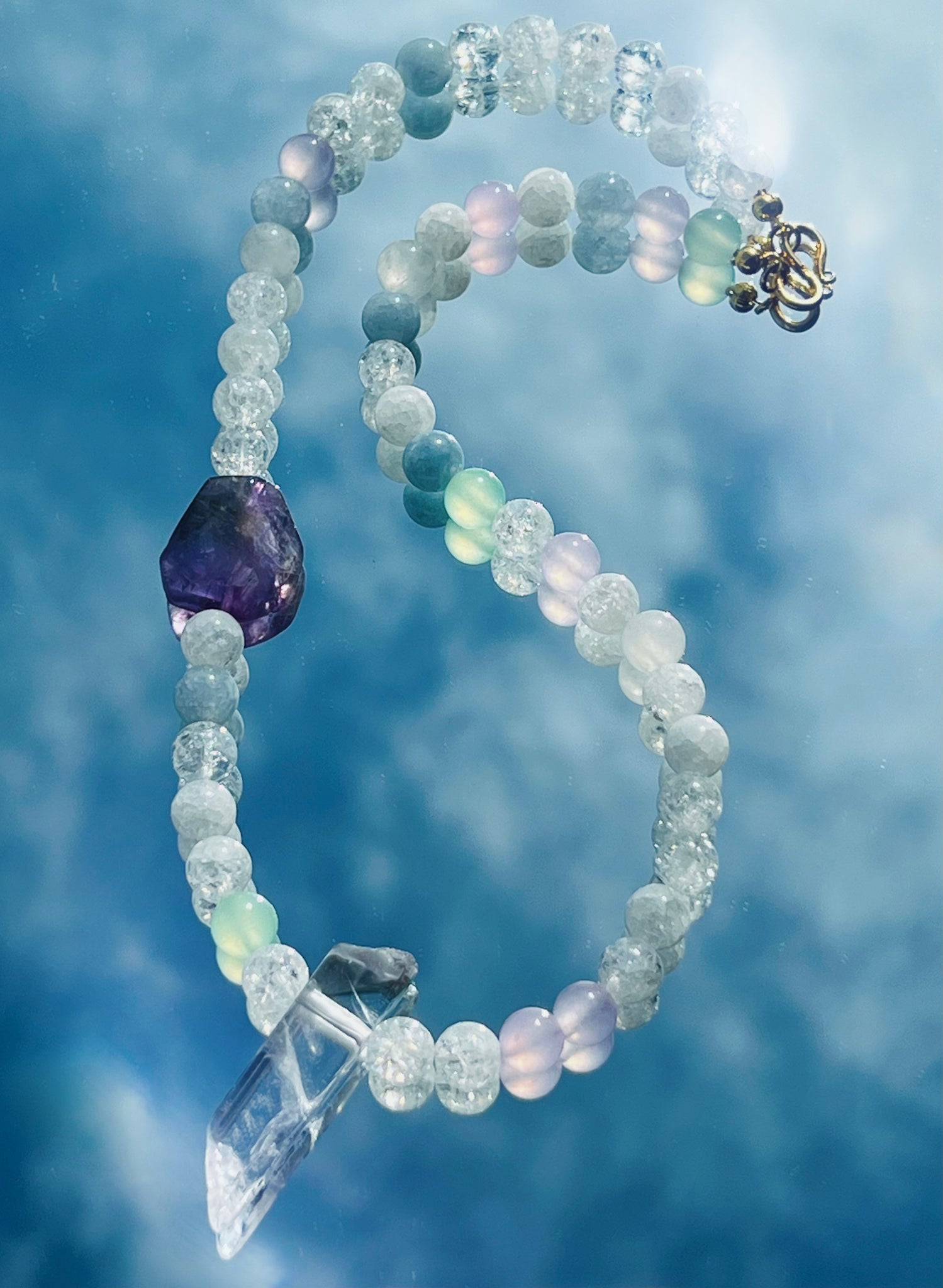 Crystal Choker Bergkristall und Amethyst