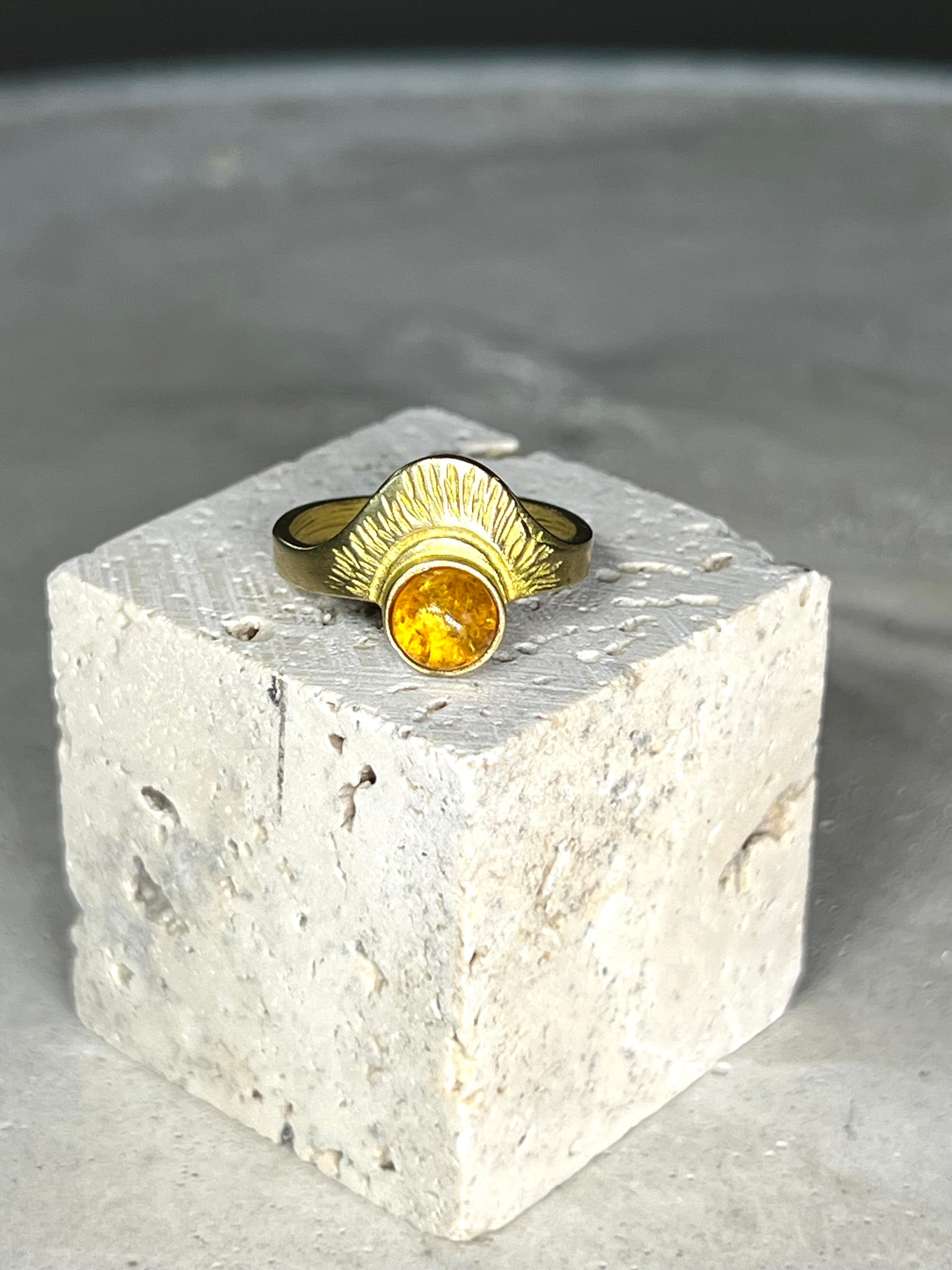 Rising Sun Amber Ring