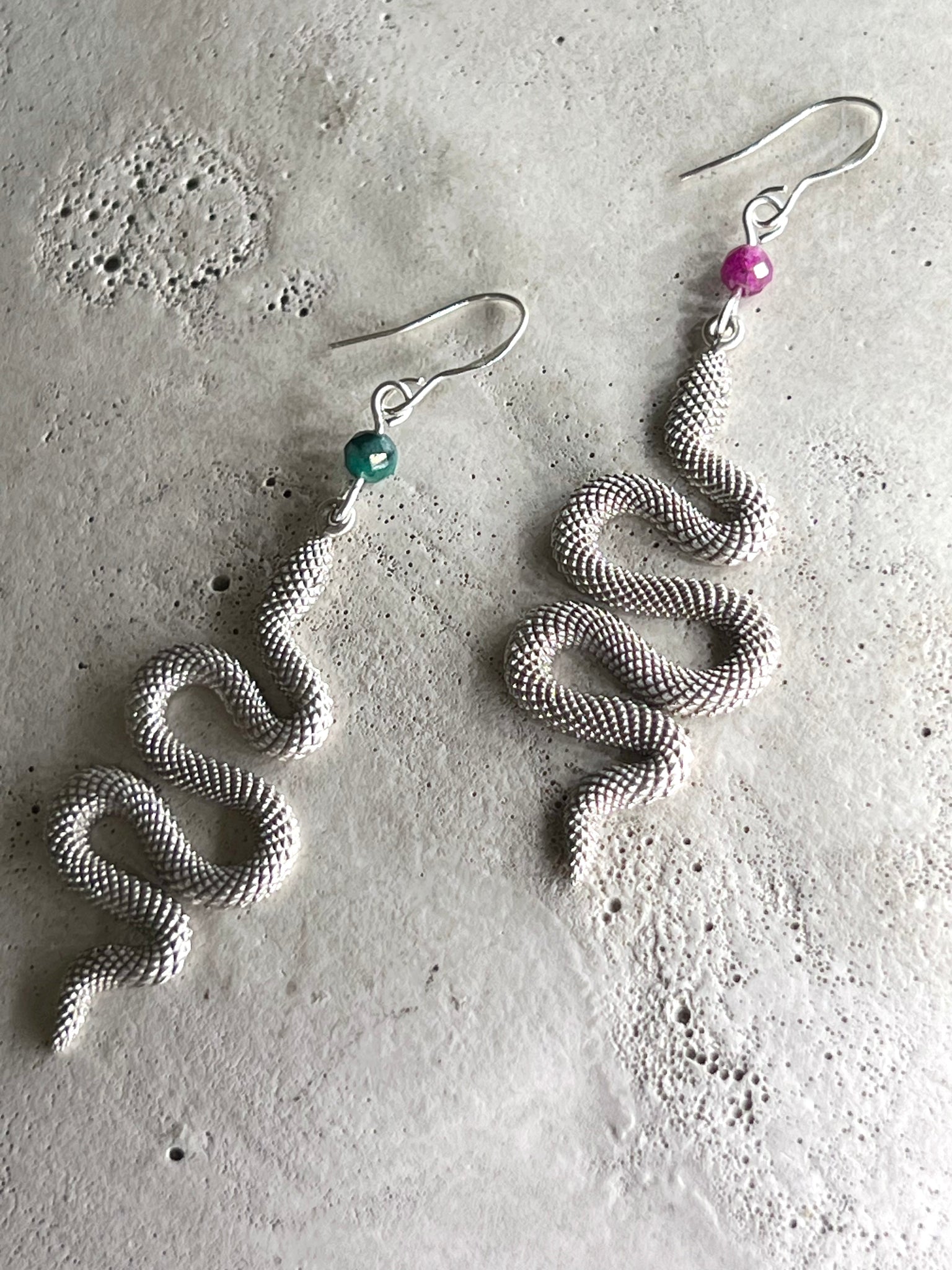 Silver Snake with Ruby & Smaragd