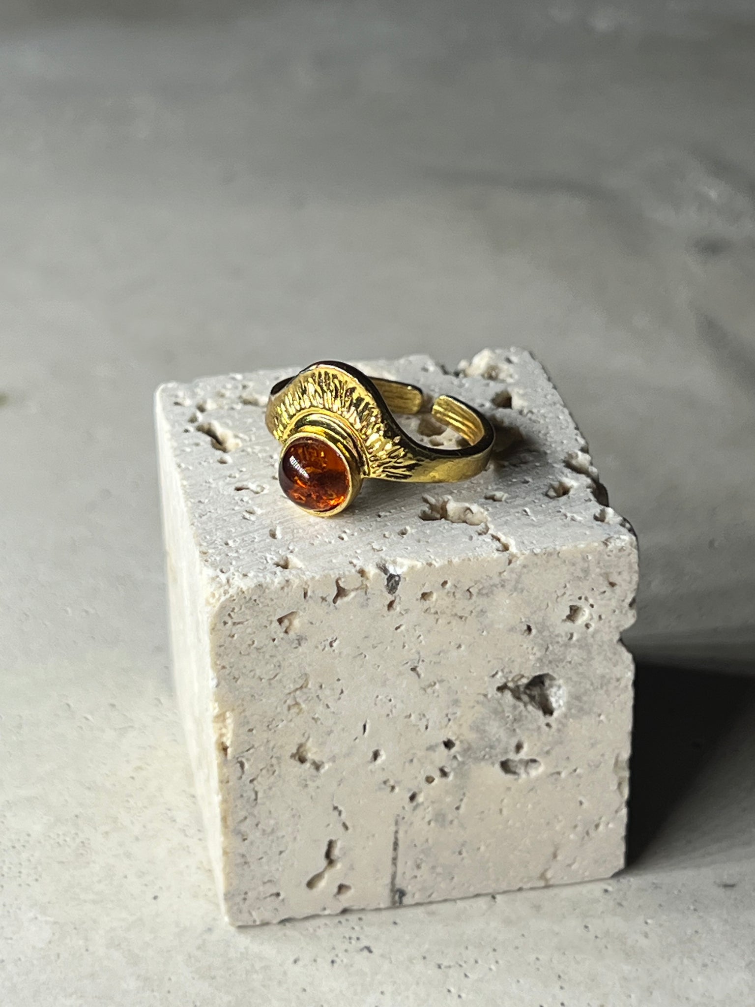 Rising Sun Amber Ring