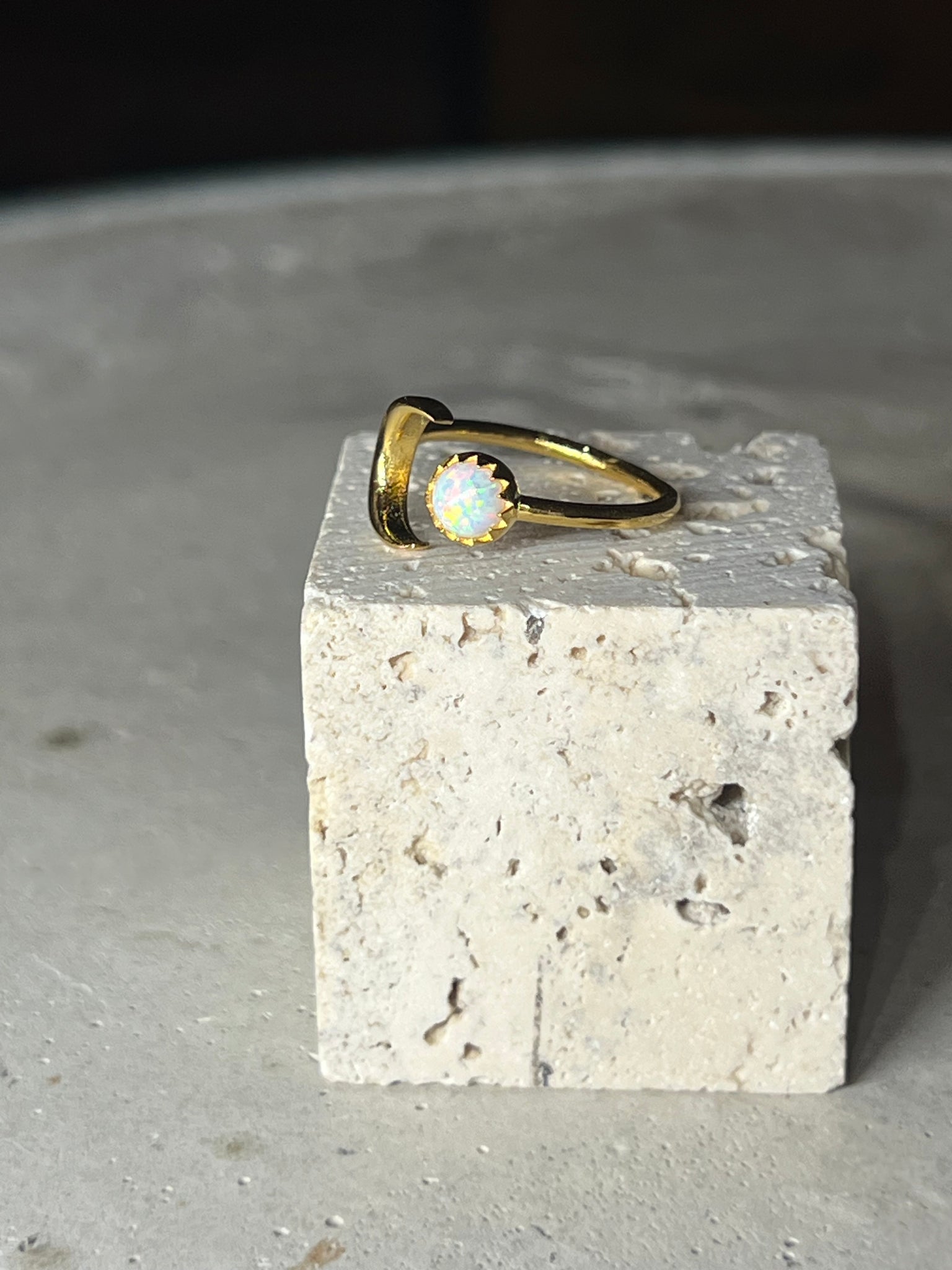 Opal Moon Ring