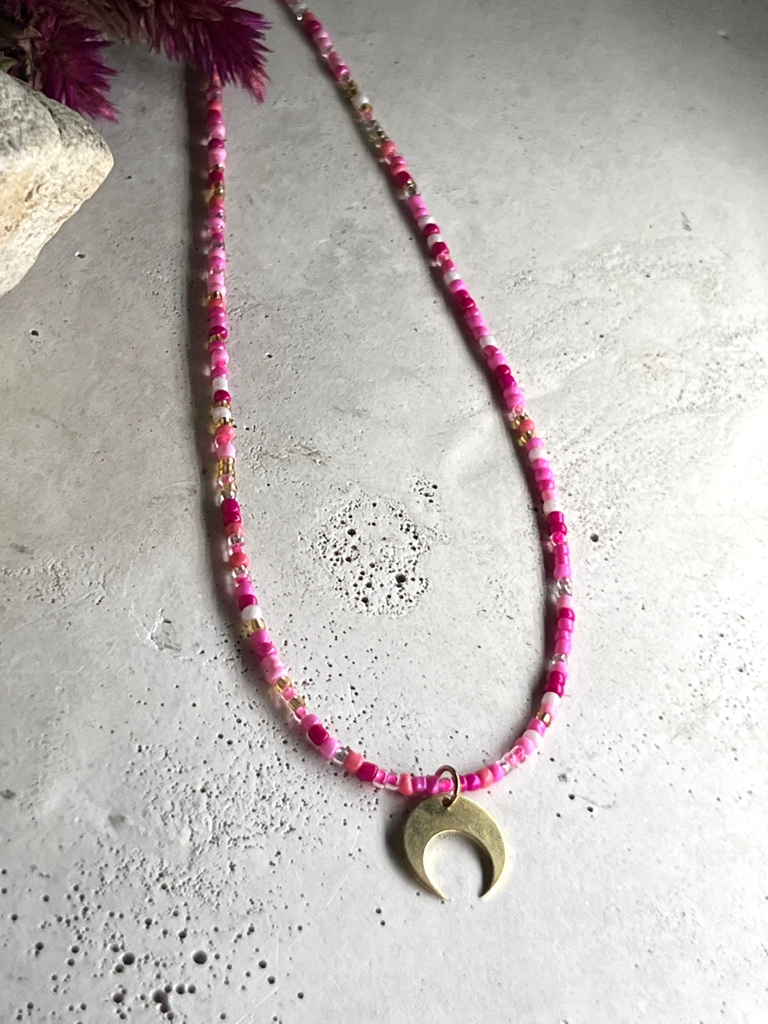 Cutie Perlenkette pink Pearls with Sun & Moon