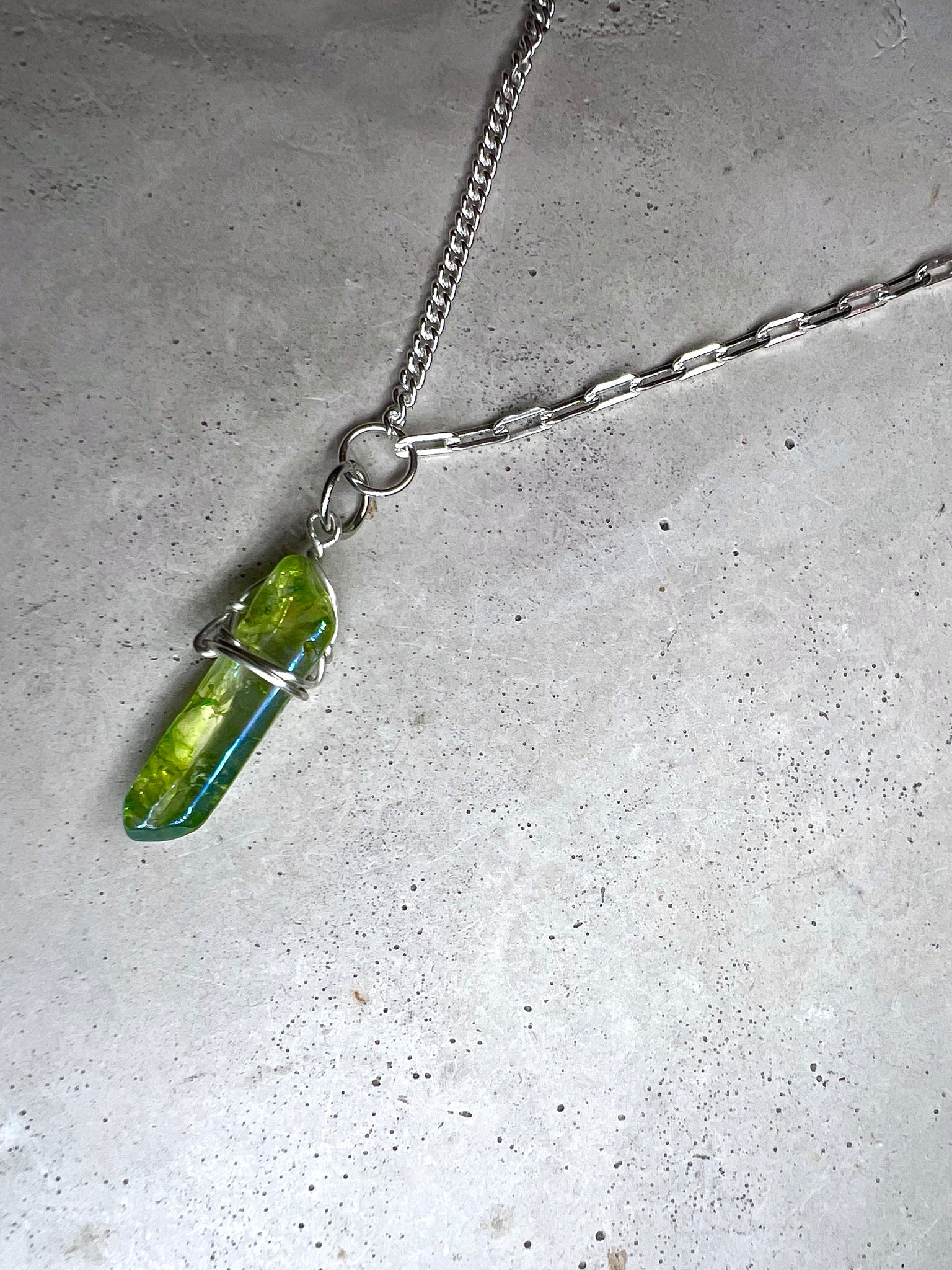 Maari 925 Silver Choker Bergrkistall green