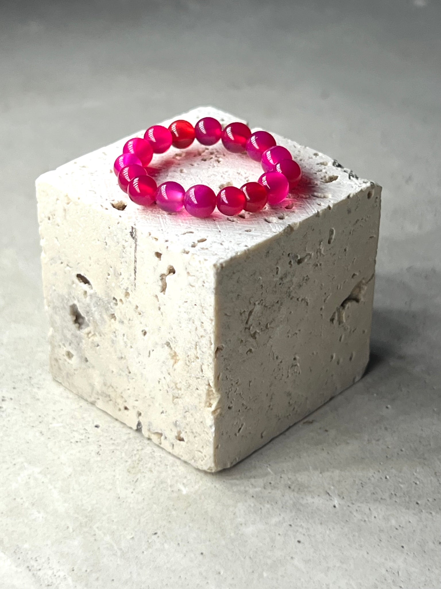 Pink Achat Perlen Ring