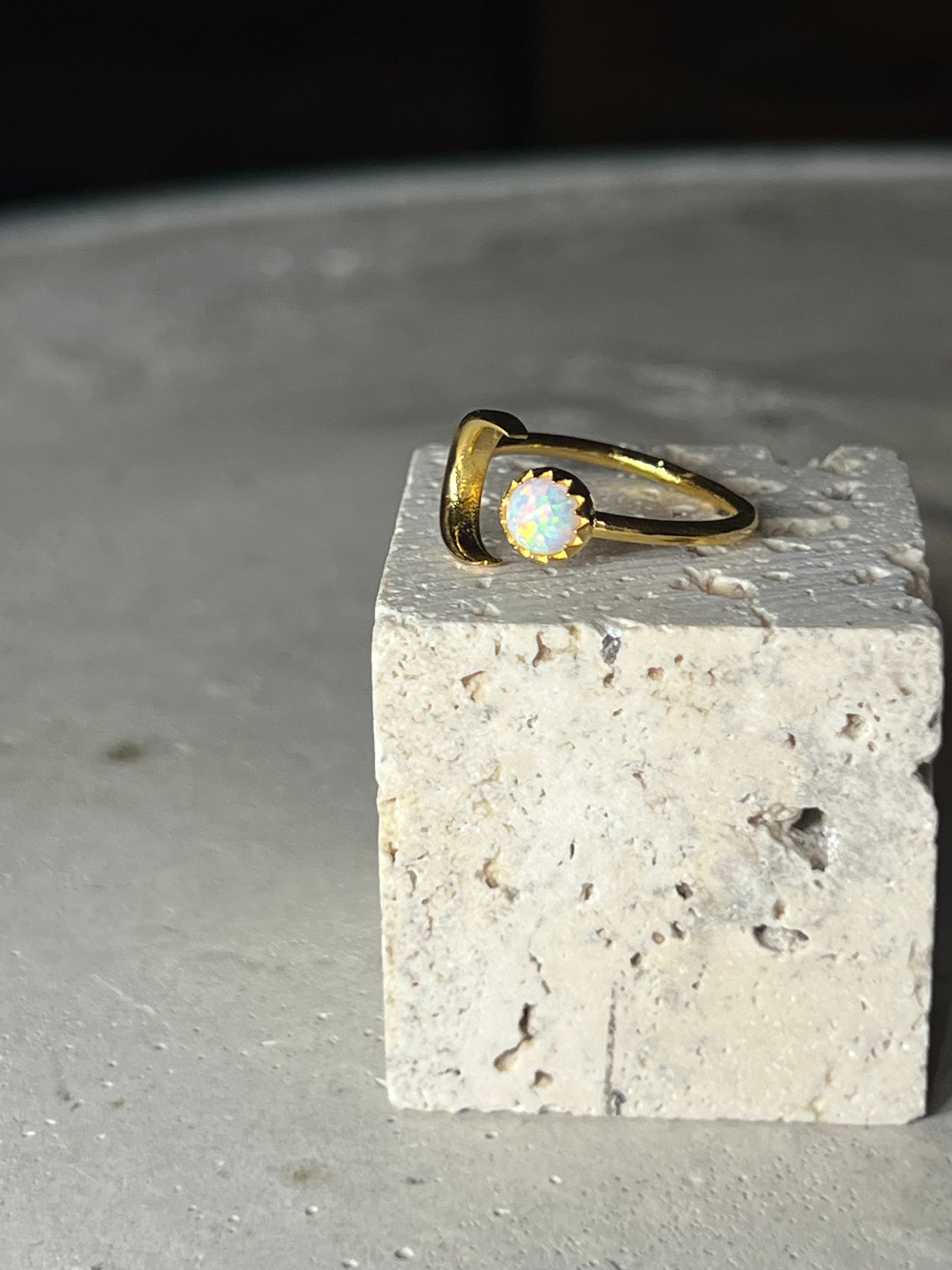 Opal Moon Ring