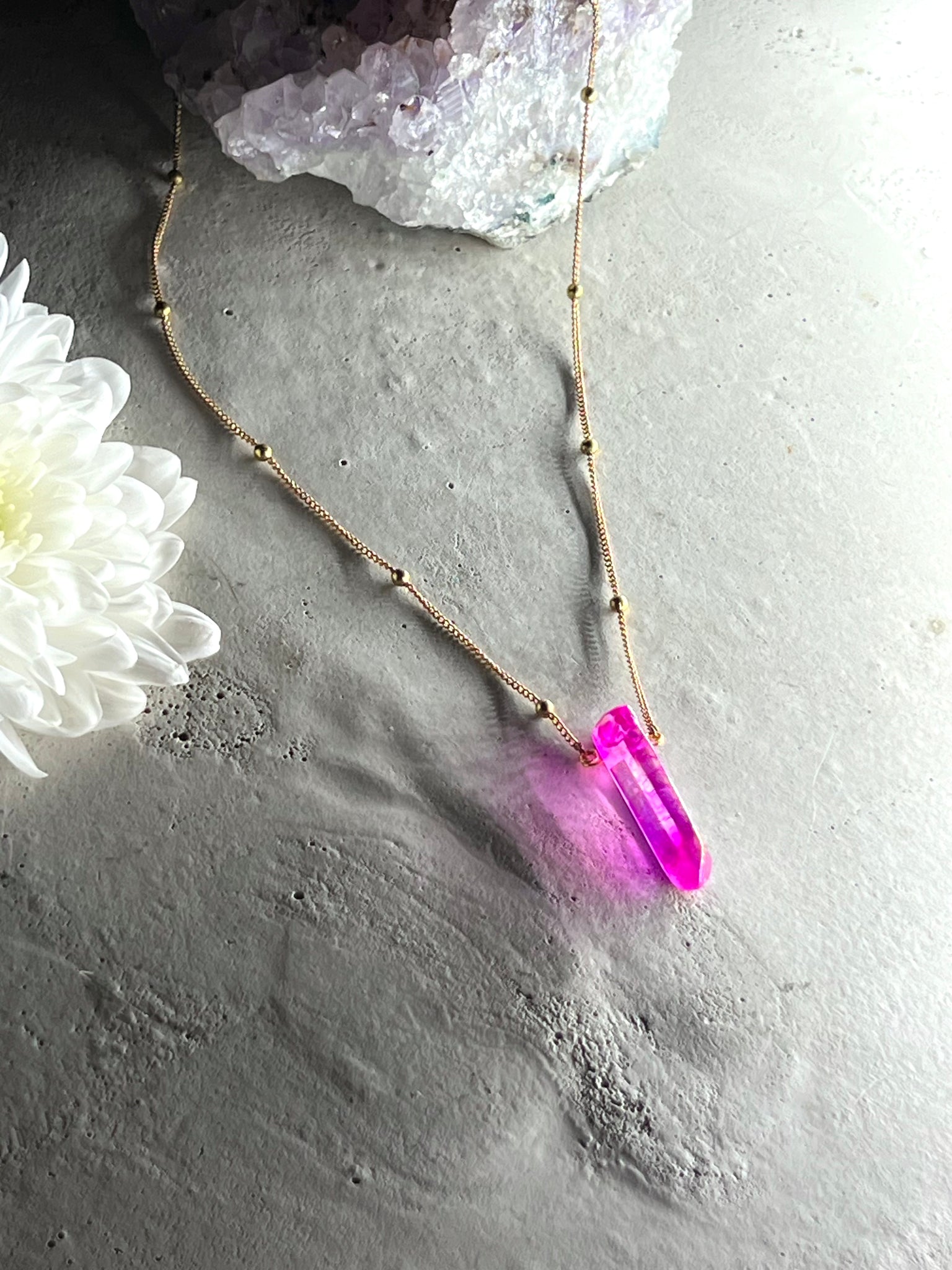 Pink Aura Crystal necklace