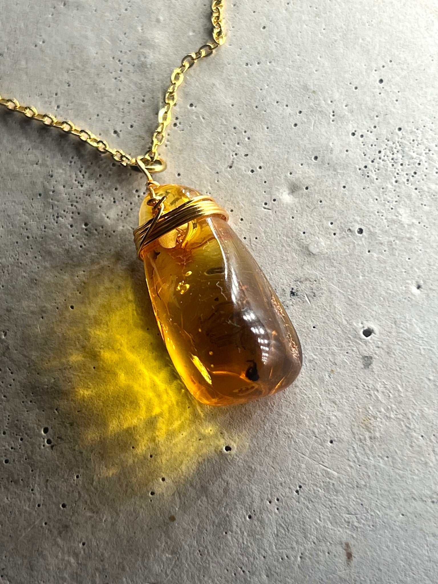 Amber - 18k Halskette vergoldet mit Bernstein