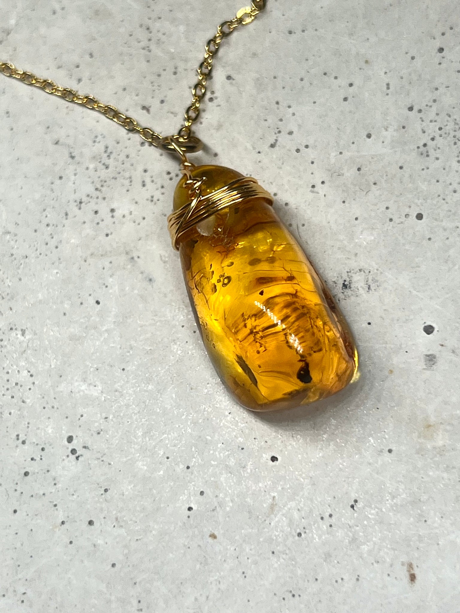 Amber - 18k Halskette vergoldet mit Bernstein