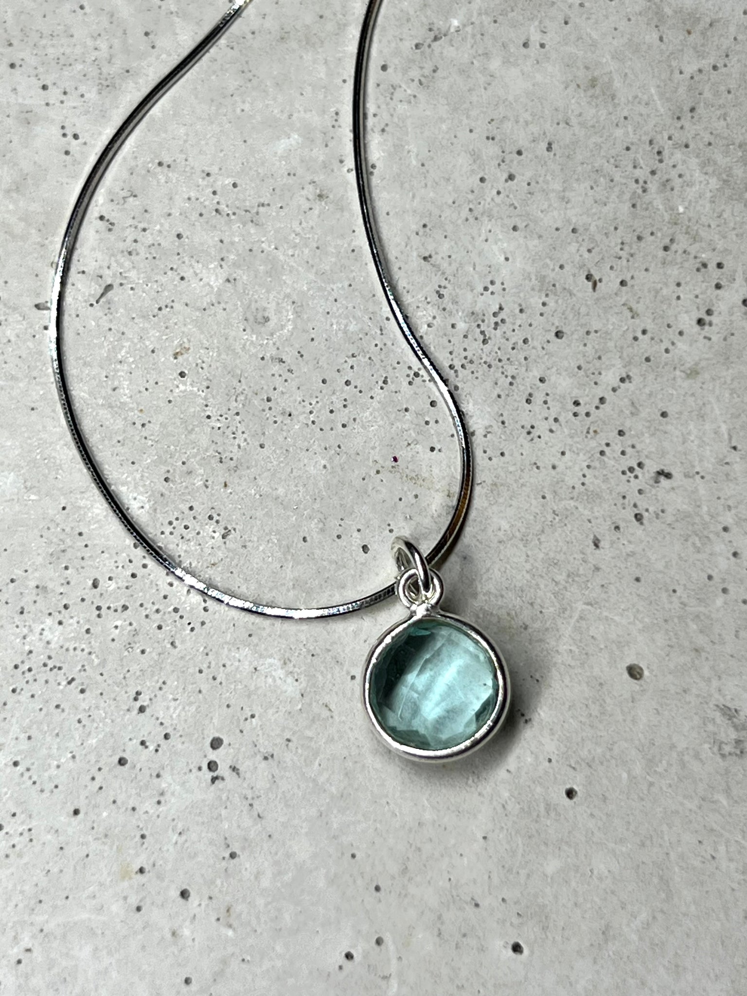 Drop 925 Silber Halskette mit Aquamarin