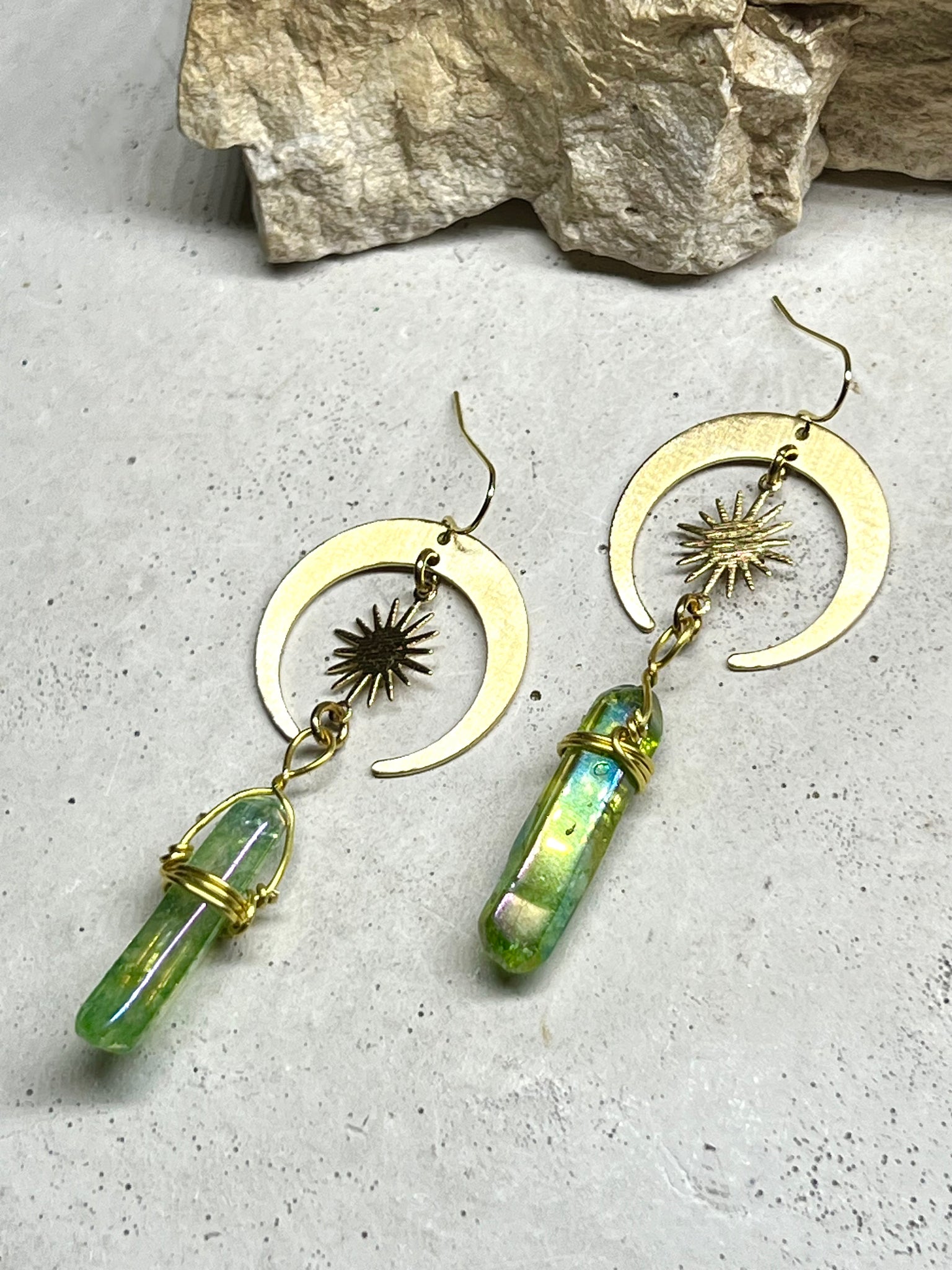 Green Aura Crystals Suns & Moons