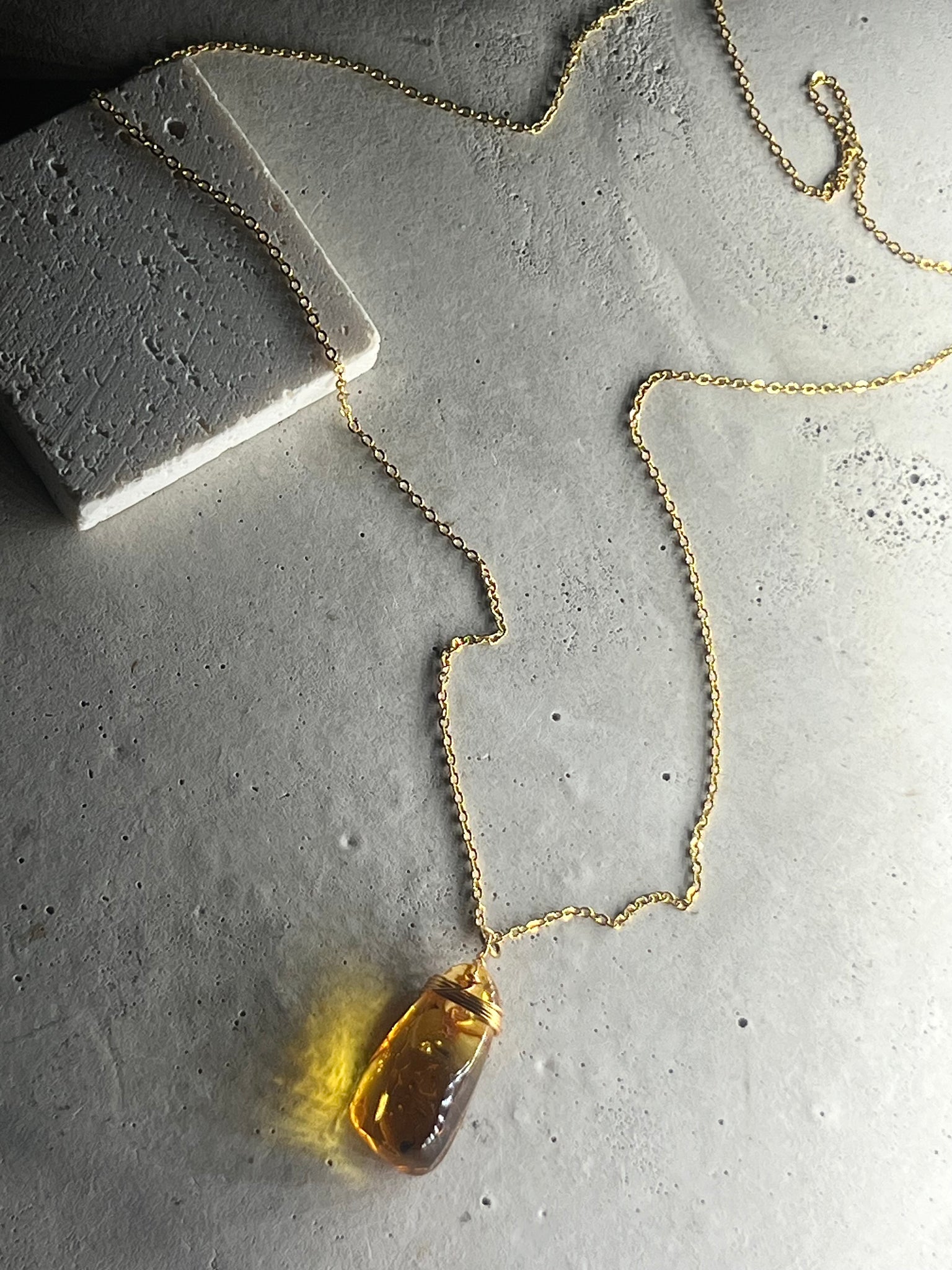 Amber - 18k Halskette vergoldet mit Bernstein