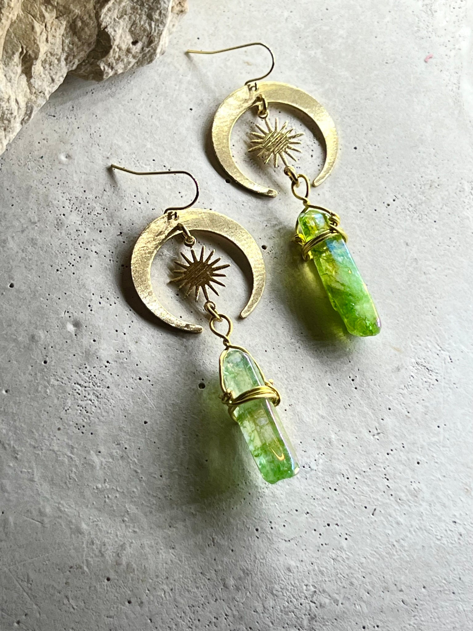 Green Aura Crystals Suns & Moons