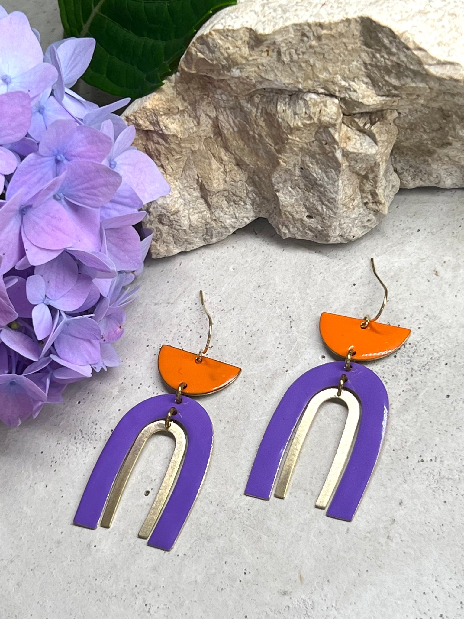 Leni Bogen Ohrringe violett orange / Arch earrings