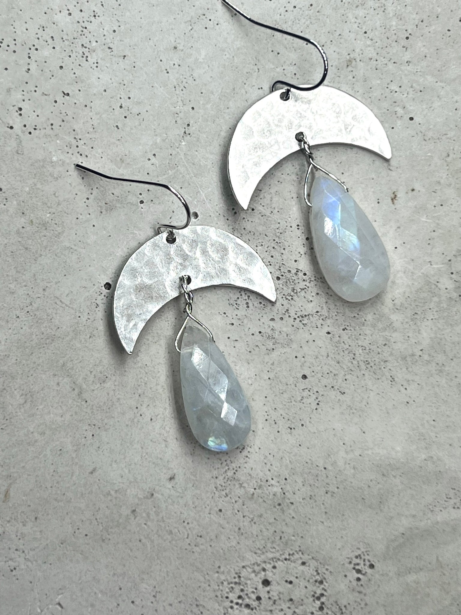 Silver Moons with Moonstone