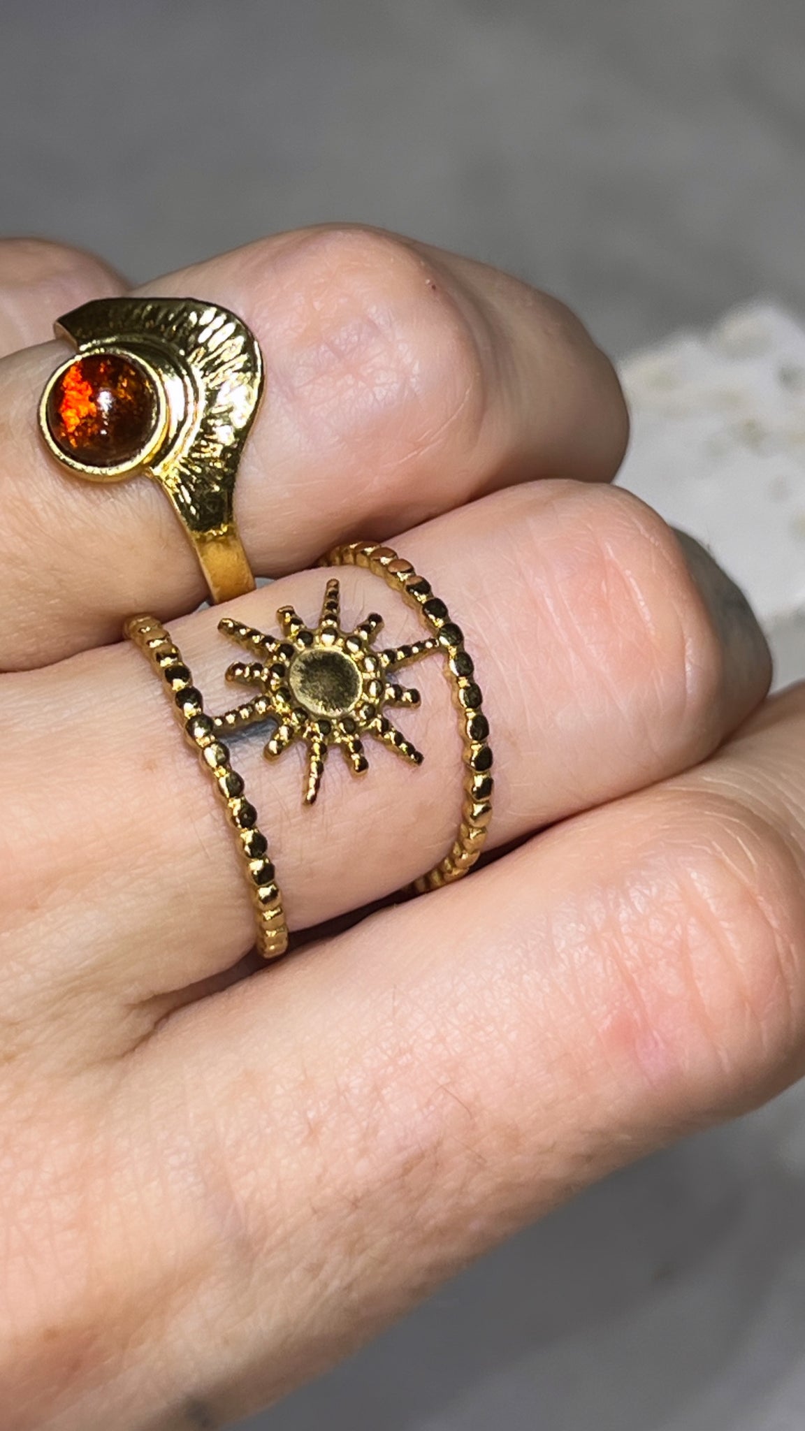 Rising Sun Amber Ring