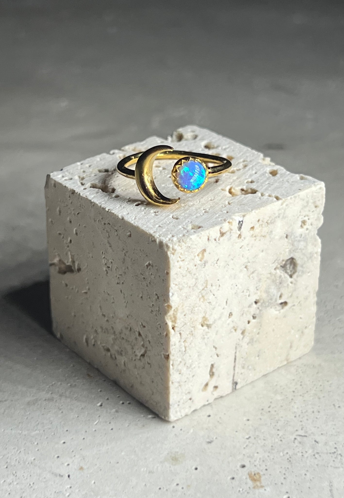 Turquoise Opal Moon Ring