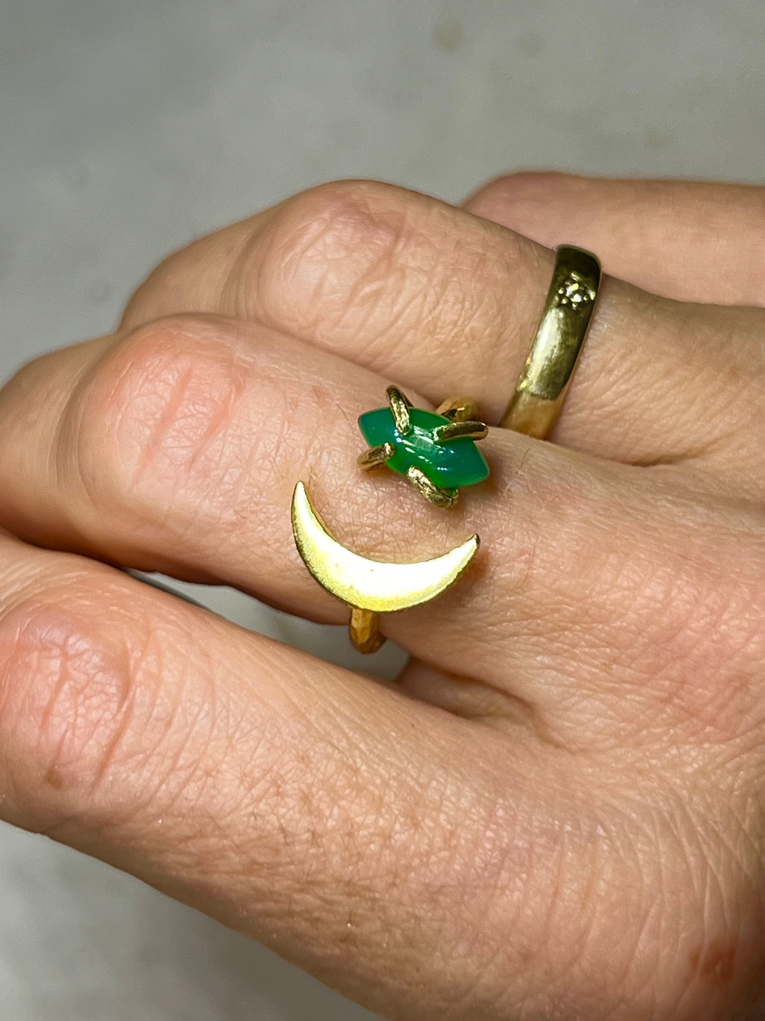 Mondring grüner Onyx