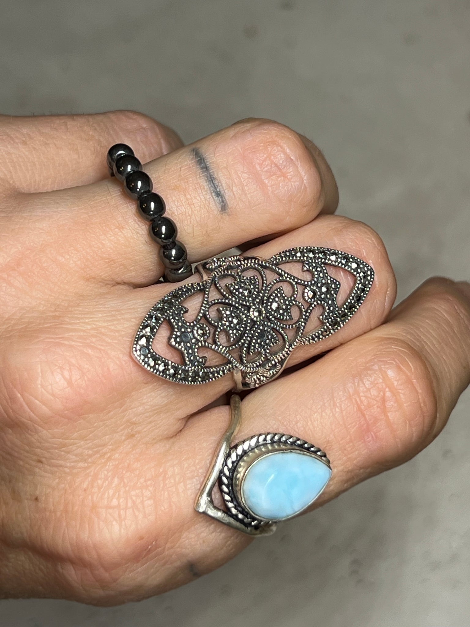 Hämatit Perlen Ring