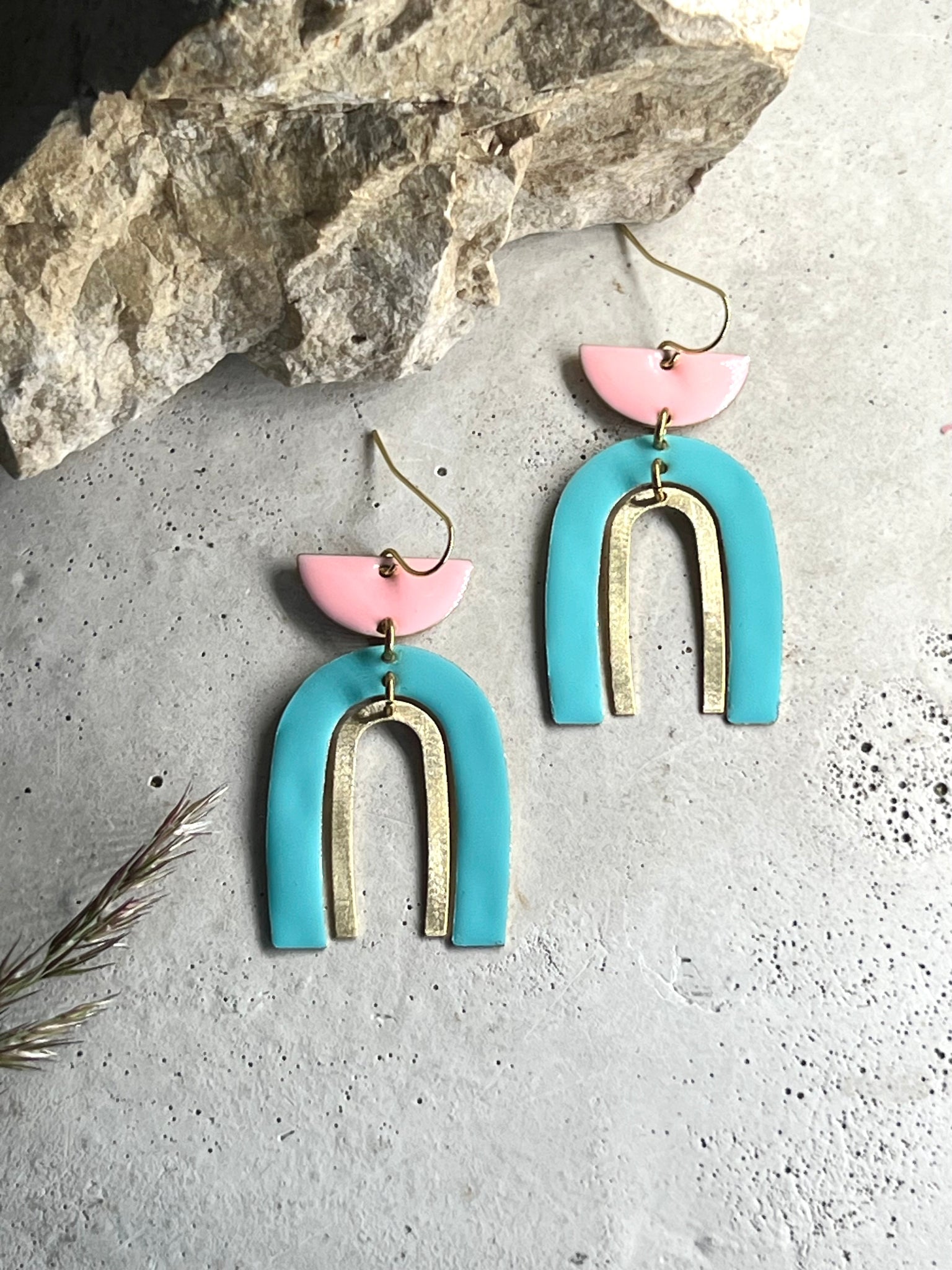 Leni Bogen Ohrringe türkis rosé / Arch earrings