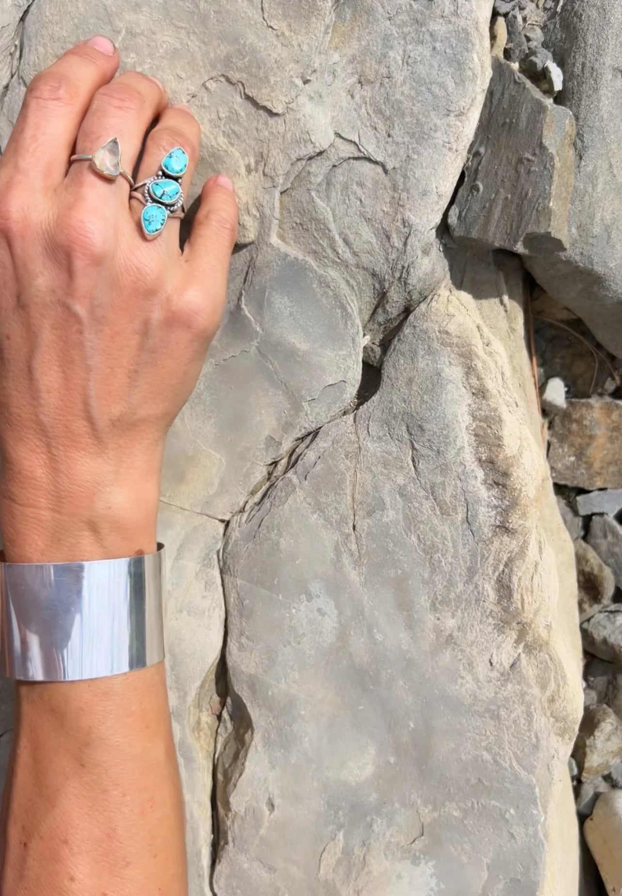 Türkis Silberring 3 Stones - Variante 2